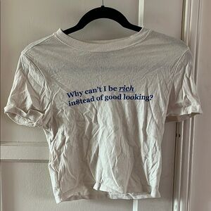 Urban Outfitters White Graphic Tee with Blue Text